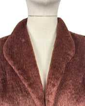 Load image into Gallery viewer, Original 1940's Faux Fur Dark Brown Teddy Bear Edge to Edge Jacket - Bust 36 38