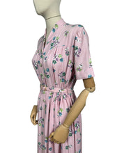 Load image into Gallery viewer, Original 1940's CC41 Pink, Green, Blue and White Floral Cotton Belted Day Dress - Bust 36