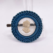 Load image into Gallery viewer, Original 1940's Blue and White Wartime Make Do and Mend Wire Brooch with Cameo Button Middle *