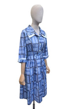 Load image into Gallery viewer, Original 1950’s Blue and White Cotton Day Dress with Double Collar - Bust 38