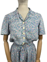 Load image into Gallery viewer, AS IS Original 1940's Floppy Cotton Summer Dress in Blue with Teeny Floral Print - Bust 38