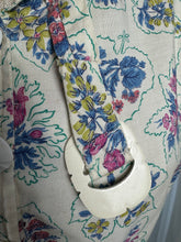 Load image into Gallery viewer, Original 1940's 1950's Cotton Belted Day Dress with Floral Print in Blue, Pink, Green and Yellow - Bust 38