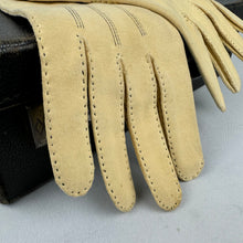 Load image into Gallery viewer, Original 1940's or 1950's Men's Chamois Leather Gloves by Morley With Mother of Pearl Button - Size 8 *