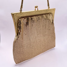 Load image into Gallery viewer, Vintage Gold Metal Mesh Bag with Snake Chain Handle and Fully Lined - Great Evening Bag *