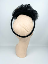 Load image into Gallery viewer, REPRODUCTION 1940's Black and Gold Net and Flower Topper Hat