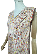 Load image into Gallery viewer, Original 1930's Brown, Mustard, Rust and White Geometric Print Cotton Apron - Great Chore Dress - Would Make A Great Summer Dress - Bust 34 35 *