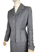 Load image into Gallery viewer, Original 1950's Mornessa Grey Worsted Wool Single Breasted Skirt Suit - Bust 36 38
