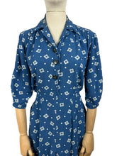 Load image into Gallery viewer, Original 1940's Volup American Made Blue and White Crepe Day Dress - Bust 40 42