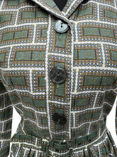 Load image into Gallery viewer, Original 1950's 1960's Geometric Print Cotton Belted Day Dress - Bust 33 34 *