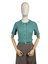 Load image into Gallery viewer, 1930’s Reproduction Lace Cardigan in Sea Foam Green Wool - Bust 36 38