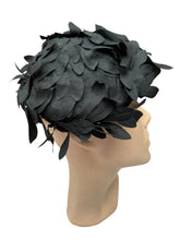 Load image into Gallery viewer, Original 1950's Black Hat Covered with Black Fabric Flowers