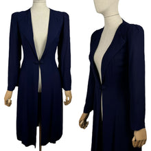 Load image into Gallery viewer, Original 1930’s Navy Blue Lightweight Crepe Edge to Edge Summer Coat - Bust 32 34