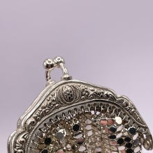 Load image into Gallery viewer, Original Teeny Vintage Silver Metal Mesh Coin Purse with Embossed Frame