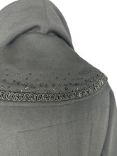 Load image into Gallery viewer, Original 1950's Petite Length Black Wool Princess Coat with Beaded Shawl Collar - Bust 38