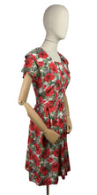 Load image into Gallery viewer, Original 1950's Petite Fit Bright Floral Floppy Cotton Day Dress - Bust 34 35 36 *