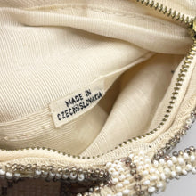 Load image into Gallery viewer, Original Czechoslovakian 1930's Ivory and Bronze Beaded Evening Bag - Charming Little Bag *