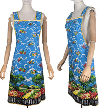 Load image into Gallery viewer, Original 1930s Deadstock Border Print Apron in Vibrant Crisp Cotton with Scenic Floral Print - Bust 38 40 *