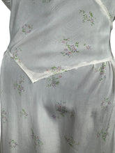 Load image into Gallery viewer, Original 1940's Silk Crepe Nightdress with Lace Detail and Small Floral Print in Pink, Purple, Blue and Green - Bust 36 38 *