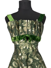 Load image into Gallery viewer, Original Kitty Copeland Green 1950's Nylon and Velvet Floral Cocktail Dress - Bust 30 32