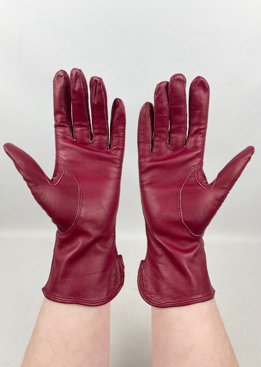 Original 1930's 1940's Burgundy Kid Leather Dents Bourne
