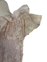 Load image into Gallery viewer, Original 1930's Pale Pink and White Full Length Evening Dress with Ruffle Trim - Bust 32
