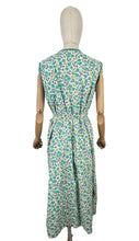 Load image into Gallery viewer, Original Volup 1940's Cotton Wraparound Apron in White, Green and Blue Floral - Bust 40 42 44 46 *