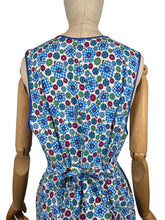 Load image into Gallery viewer, Original 1940's Blue, Pink, Green and White Floral Print Cotton Apron - Great Chore Dress - Would Make A Great Summer Dress - Bust 38 40