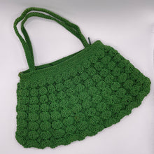 Load image into Gallery viewer, Original 1940's Small Green Crochet Handbag with Zip Closure