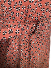 Load image into Gallery viewer, Original 1940's Belted Heavy Linen Day Dress in Orange, Black and White with Glass Button Detail - Bust 28