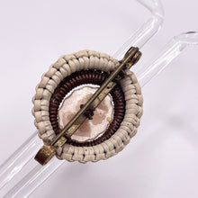 Load image into Gallery viewer, Original 1940's Cream and Brown Wartime Make Do and Mend Wire Brooch with Cameo Button Middle
