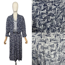 Load image into Gallery viewer, Original 1940's Volup Dress and Jacket Set in White and Navy Blue with Original Belt - Bust 44 46