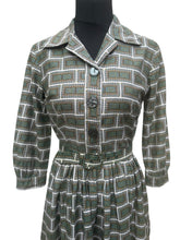 Load image into Gallery viewer, Original 1950's 1960's Geometric Print Cotton Belted Day Dress - Bust 33 34 *