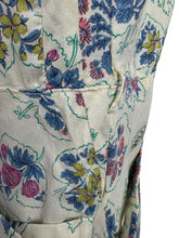 Load image into Gallery viewer, Original 1940's 1950's Cotton Belted Day Dress with Floral Print in Blue, Pink, Green and Yellow - Bust 38