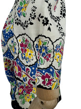 Load image into Gallery viewer, Reproduction 1940's Cotton Boarder Print Blouse in Bold Floral in Black, Green, Blue, Pink, Black and Yellow - Bust 34