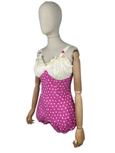 Load image into Gallery viewer, Original 1950's Pink and White Swimsuit with Matching Bolero Jacket - Bust 36 *
