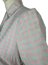 Load image into Gallery viewer, Original 1950's Crisp Cotton Belted Day Dress in Pink and Blue Plaid - Bust 36 37 *