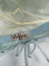 Load image into Gallery viewer, Original 1960's Blue Nylon Hat with White, Blue and Green Floral Trim