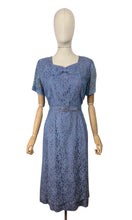 Load image into Gallery viewer, Original 1950's Lavender Blue Lace Dress, Bolero and Jacket Set by Mynette - Bust 38