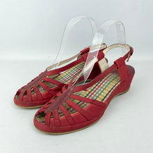 Load image into Gallery viewer, Original 1950's Red Canvas Gayday Sandals with Pastel Tartan Lining - UK 5