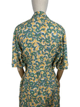 Load image into Gallery viewer, Original 1940's Volup Linen Day Dress in Yellow, Blue, Green and White - Bust 42 44 *