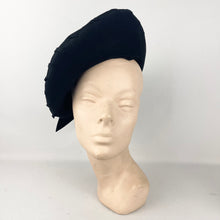 Load image into Gallery viewer, Original 1940’s Black Felt High Hat with Bow Trim