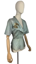 Load image into Gallery viewer, Original 1930's Pale Resida Green Evening Jacket with Gold Sequin Bow Trim - Bust 38 *