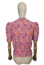 Load image into Gallery viewer, 1940's Reproduction Blouse in Pink, Blue, Yellow and White Feed Sack - Bust 35 37