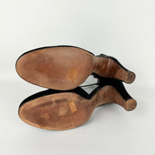 Load image into Gallery viewer, Original 1940's Black Suede High Shoes with Ankle Straps - Size 5.5 or 6 Narrow