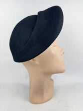 Load image into Gallery viewer, Original 1940's 1950's Hi-Aims Black Felt Hat with High Brim