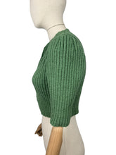 Load image into Gallery viewer, 1940's Reproduction Hand Knitted Bolero in Dark Sage Green Acrylic - Bust 34 36 *