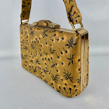 Load image into Gallery viewer, Original 1940's 1950's Olive Green Painted Leather Box Bag by CORET of Montreal