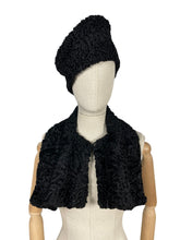 Load image into Gallery viewer, Original 1930's Black Astrakhan Hat and Scarf - Real Fur *