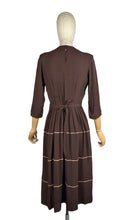 Load image into Gallery viewer, Original 1940’s Chocolate Brown Crepe Dress with Accent Trim - Bust 36