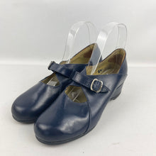 Load image into Gallery viewer, Original 1940's CC41 Blue Leather Shoes with Buckle Fastening - UK 3 3.5
